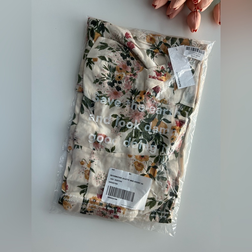 Reformation Cream Floral Spaghetti-Strap Maxi Dress - Picture 7 of 8